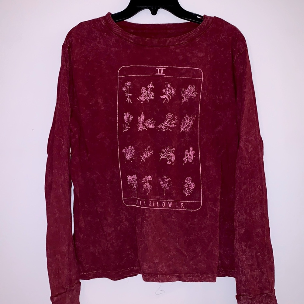 Red Long Sleeve Wildflower Tee